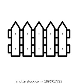 Fence icon. Front view. Black contour silhouette. Vector flat graphic illustration. The isolated object on a white background. Isolate.