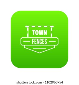 Fence icon green vector isolated on white background