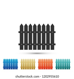 Fence icon isolated on white background. Set elements in colored icons. Flat design. Vector Illustration