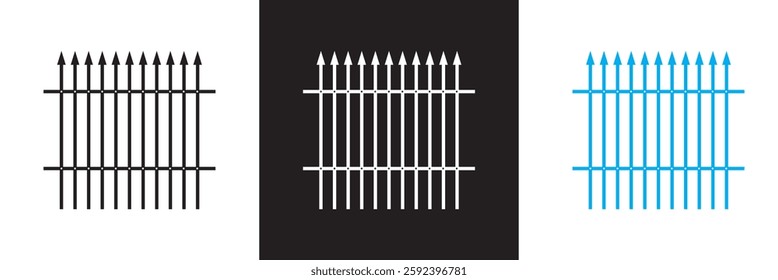 Fence  icon. Isolated on white and black background. Vector illustration. EPS 10