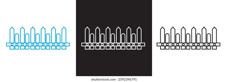 Fence  icon. Isolated on white and black background. Vector illustration. EPS 10