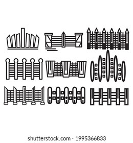 fence icon or logo vector illustration of isolated sign symbol, vector illustration with high quality black outline.