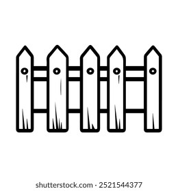 fence icon or modern line symbol. Vector line art and icon design with bold outline. Black and white Pixel Perfect minimalistic symbol isolated white background. Silhouette simple thin sign