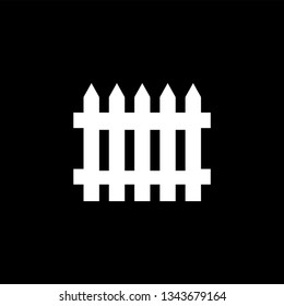 Fence Icon On Black Background. Black Flat Style Vector Illustration.