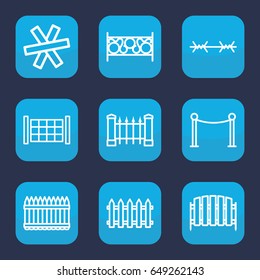Fence icon. set of 9 outline fence icons such as