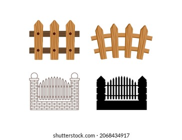 Fence icon set design template vector isolated illustration