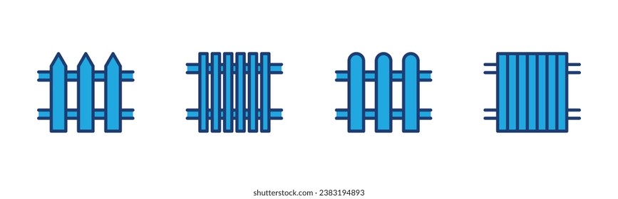 Zaun-Symbol-Set. Hausgemacht oder Häuserzaun Symbol auf weißem Hintergrund. Vektorgrafik