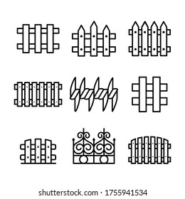 fence icon set line art design editable stroke