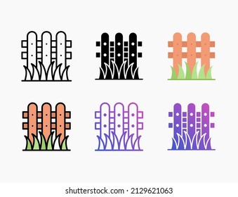 Fence icon set with line, outline, flat, filled, glyph, color, gradient. Editable stroke and pixel perfect. Can be used for digital product, presentation, print design and more.