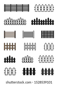 Fence Icon Set Vector Illustration. Flat Fence Icon