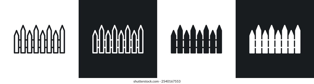 Fence icon set. Vector symbols in black and white colors.