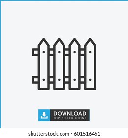 fence icon. simple outline fence vector icon. on white background.