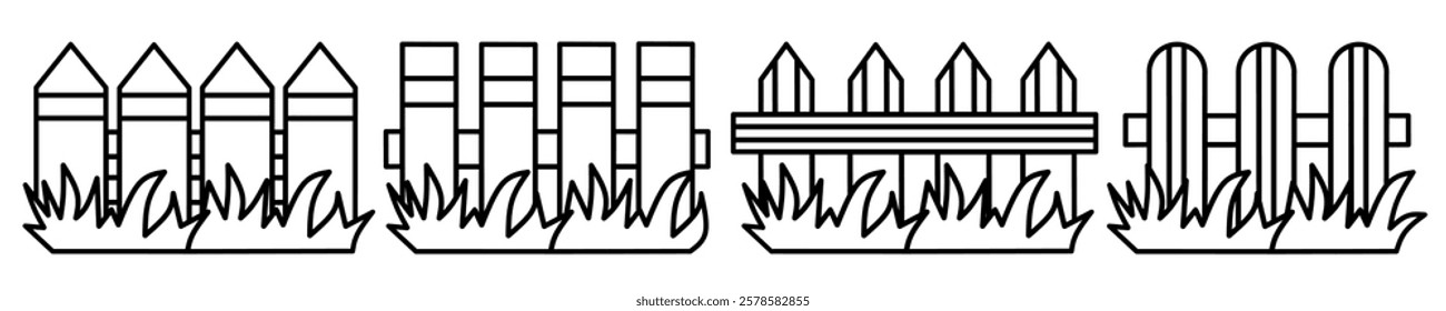 Fence icon. Fence thin line icon collection. Stock vector..