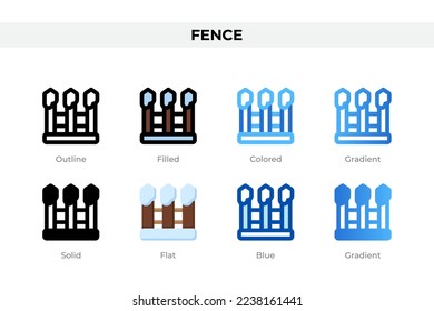 Fence icons in different style. Fence icons set. Holiday symbol. Different style icons set. Vector illustration