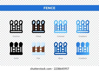Fence icons in different style. Fence icons set. Holiday symbol. Different style icons set. Vector illustration