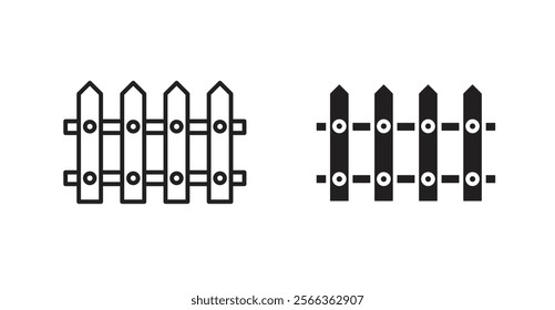 Fence icons in line stroke and flat versions