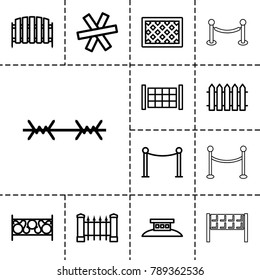 Fence icons. set of 13 editable outline fence icons such as