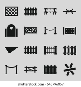 Fence icons set. set of 16 fence filled icons such as red carpet barrier