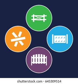 Fence icons set. set of 4 fence filled icons such as