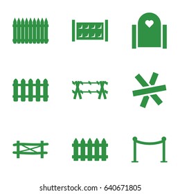 Fence icons set. set of 9 fence filled icons such as red carpet barrier