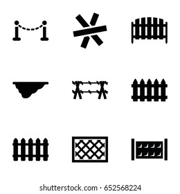 Fence icons set. set of 9 fence filled icons such as