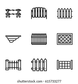 Fence icons set. set of 9 fence outline icons such as 