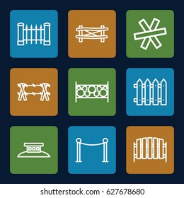 Fence icons set. set of 9 fence outline icons such as 