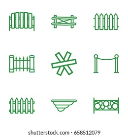 Fence icons set. set of 9 fence outline icons such as