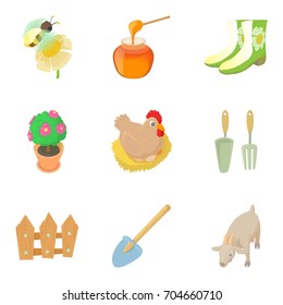 Fence icons set. Cartoon set of 9 fence vector icons for web isolated on white background