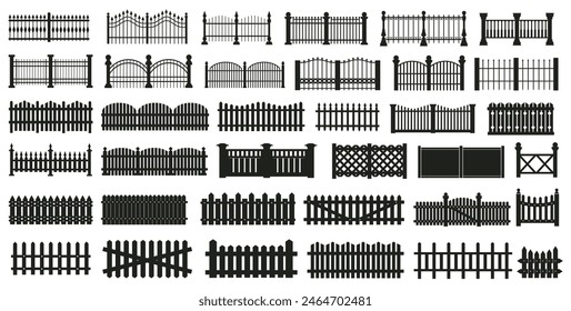 Fence icons set. Gate and Fence vector icon set