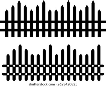 Ícones de cerca definidos. Sinalização de segurança. reparação e construção. Sinal de parada. Ícones de cerca de jardim 
