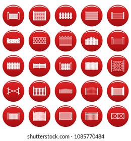 Fence icons set. Simple illustration of 25 fence vector icons red isolated