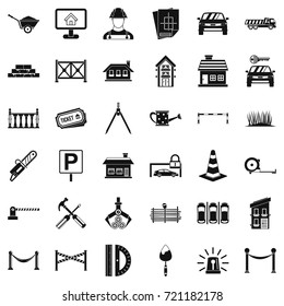 Fence icons set. Simple style of 36 fence vector icons for web isolated on white background