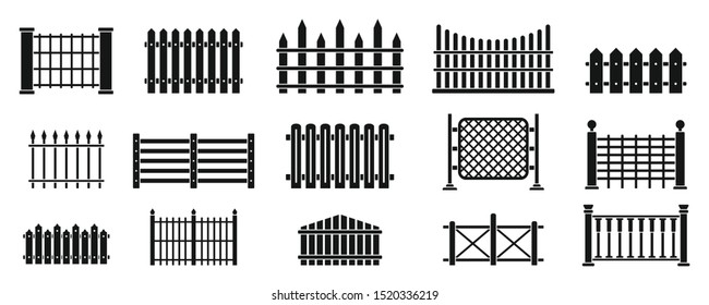 Fence icons set. Simple set of fence vector icons for web design on white background