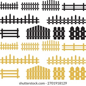 Fence icons set. Various fence icon set in black and transparent background different styles
