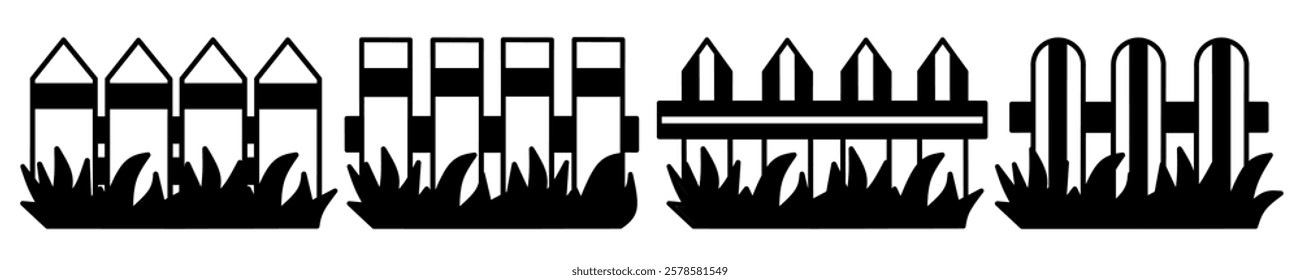 Fence illustration. Fence icon vector set. Design for business. Stock vector.