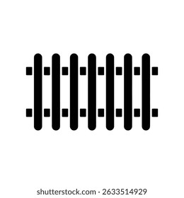 Fence illustration over transparent background. Simple, minimalist style black silhouette design, perfect for icon usage or decoration projects.