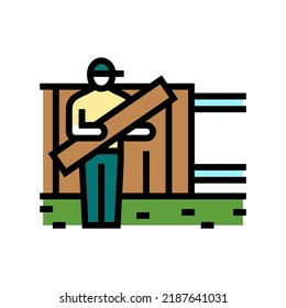 fence installation color icon vector. fence installation sign. isolated symbol illustration