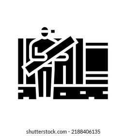 fence installation glyph icon vector. fence installation sign. isolated symbol illustration