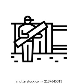 fence installation line icon vector. fence installation sign. isolated contour symbol black illustration