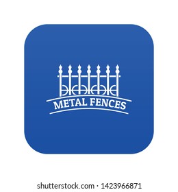 Fence iron icon blue vector isolated on white background