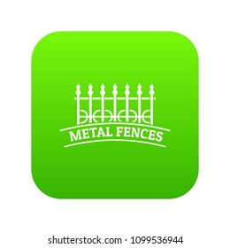 Fence iron icon green vector isolated on white background