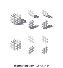 fence Isometric Vector Illustration Created For Mobile, Web, Decor, Print Products, Application on white background