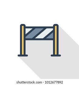 fence light construction thin line flat color icon. Linear vector illustration. Pictogram isolated on white background. Colorful long shadow design.