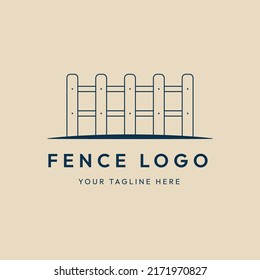 fence line art logo, icon and symbol, with emblem vector illustration design