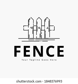 Fence line art logo vector illustration design