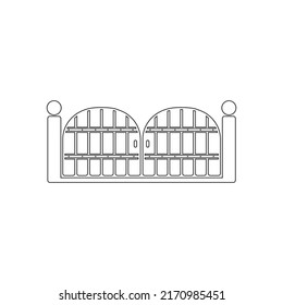 Zaun-Linie-Symbol in schwarzem Flachdesign, Von Immobilien, Gewerbe- und Immobilien-Symbole, Hypothekensymbole, Vektorgrafik