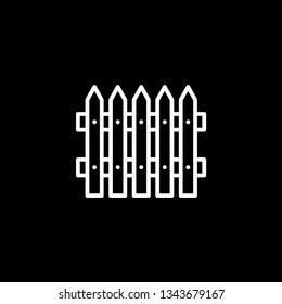 Fence Line Icon On Black Background. Black Flat Style Vector Illustration.