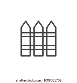 Fence line icon, outline vector sign, linear style pictogram isolated on white. Barrier symbol, logo illustration. Editable stroke