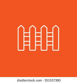 Fence line icon for web, mobile and infographics. Vector white icon isolated on red background.